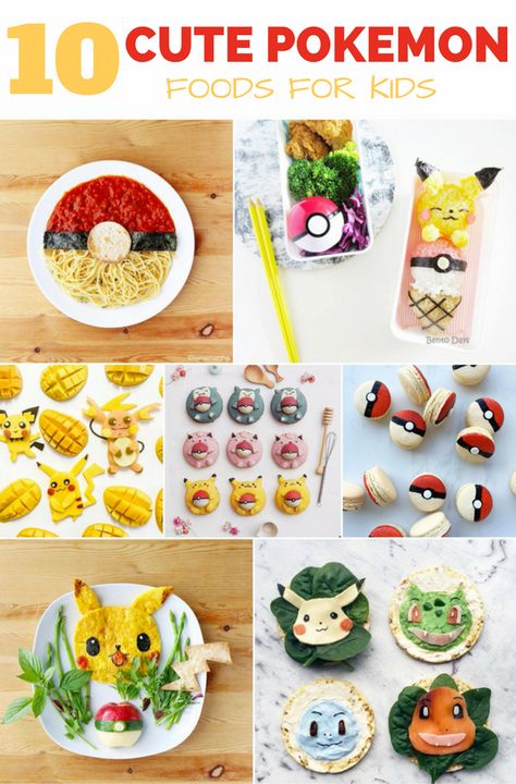 Catch and Eat 'Em All! 10 Adorable Pokemon Foods For Kids. Cute Pokemon snacks, lunch and treats. Pokemon Recipe, Pokemon Party Games, Pokemon Snacks, Kids Cooking Party, Pokémon Birthday Party, Pokemon Food, Party Planning Guide, Pokémon Birthday, Pokémon Party