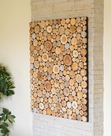 reclaimed wood art of tree rounds wall panel, Environment wall art, sliced wood art, wood wall art, nature wall hanging, holzwand kunst Wood Slice Wall Art, Wood Slice Wall, Wood Slice Decor, Diy Wand, Wood Slice Art, Reclaimed Wood Wall Art, Decor Ikea, Reclaimed Wood Art, Reclaimed Wood Wall