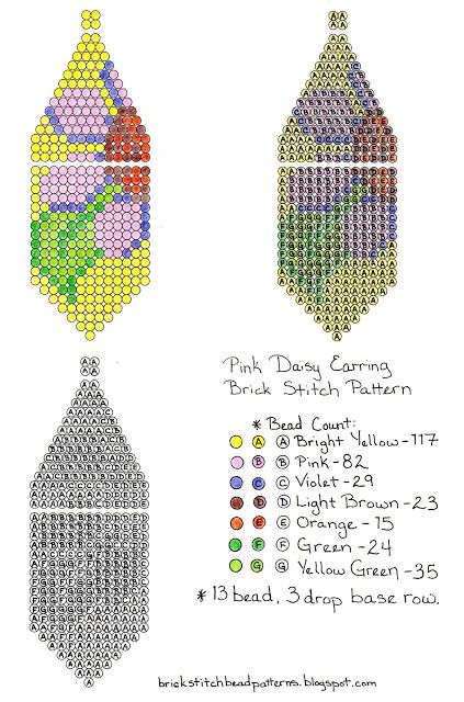 Brick Stitch Beaded Earring Pattern Chart Beaded Brick Stitch, Brick Stitch Earring, Seed Bead Tutorials, Patterns Floral, Beaded Earrings Tutorials, Native American Beaded Earrings, Beaded Earrings Diy, Brick Stitch Earrings, Brick Stitch Pattern