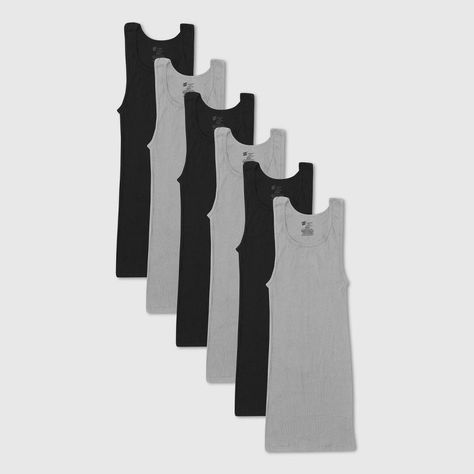 Discover great products at the best prices at Dealmoon. Hanes Men's Ribbed Moisture-Wicking Tank Top Undershirt 6pk - Gray/Black. Price:$17.59 at Target.com Hanes Tank Top, Undershirt Tank Top, Red Label, Black Tank Top, Gray Tank, Hem Style, Best Wear, Black Tank, Style Outfits