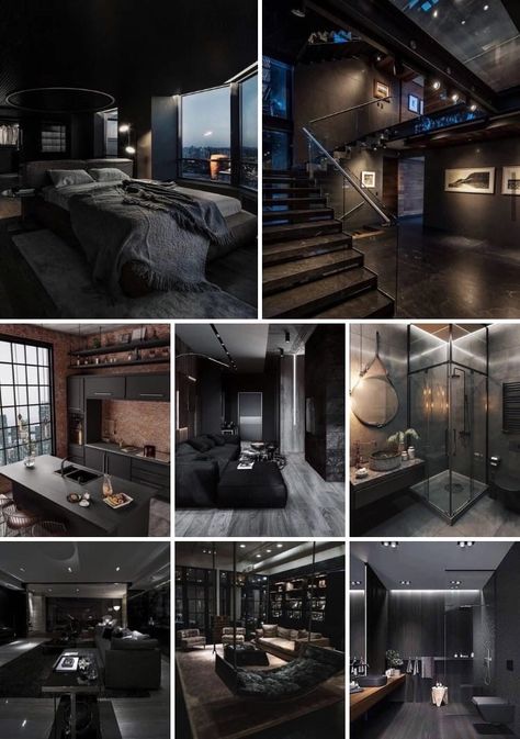 Modern House Design Bedroom, Mafia House Interior, Dark House Ideas, Hotel Room Interior Design, Mafia House Aesthetic, Luxe Apartment, Mafia House, Dark Modern House, Man House