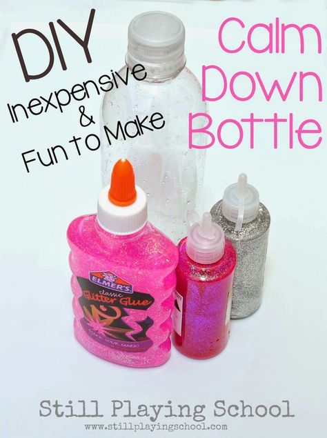 DIY Inexpensive Glitter Calm Down Bottle from Still Playing School  Read recipes for a $1 and $3 version using items you already have on hand at home! Glitter Sensory Bottles, Calming Bottle, Calming Jar, Calm Down Jar, Calm Down Bottle, Discovery Bottles, Sensory Bottle, Conscious Discipline, Sensory Bottles