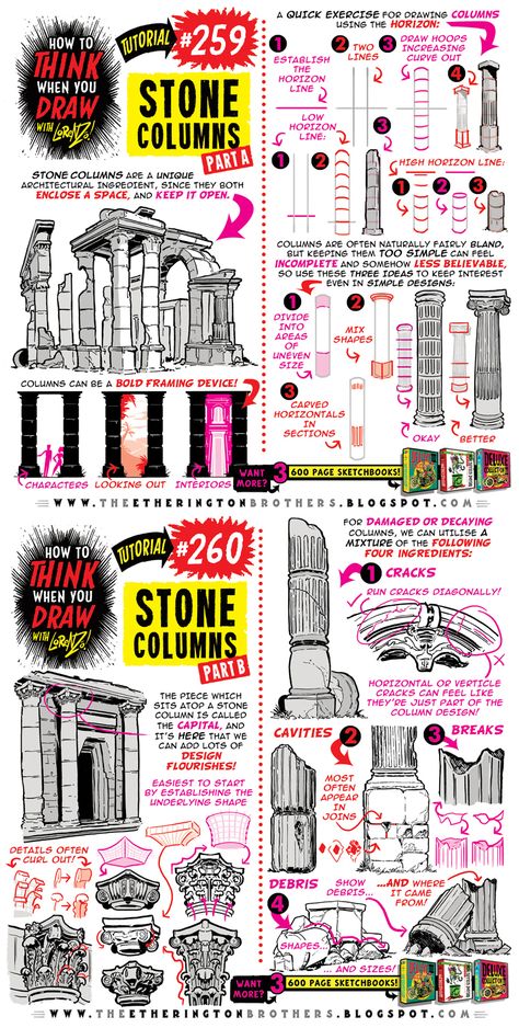 Etherington Brothers, Pose Art, Background Reference, Comic Tutorial, How To Think, Art Theory, Stone Columns, Background Drawing, Digital Painting Tutorials