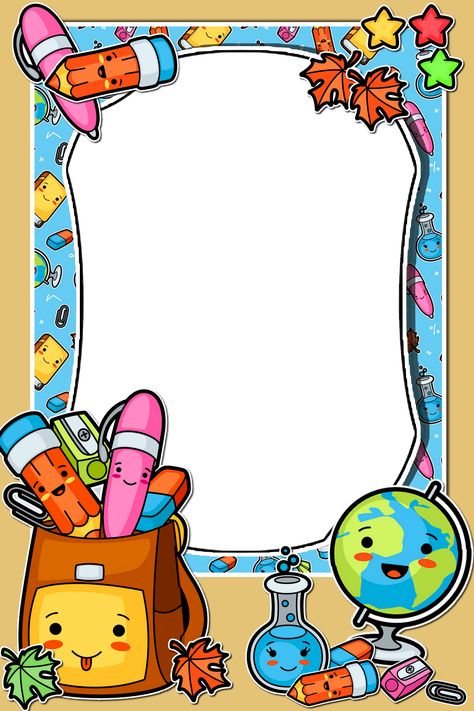 Preschool Scrapbook, School Photo Frames, School Binder Covers, School Border, Colorful Borders Design, School Frame, School Murals, Colorful Borders, Page Borders Design