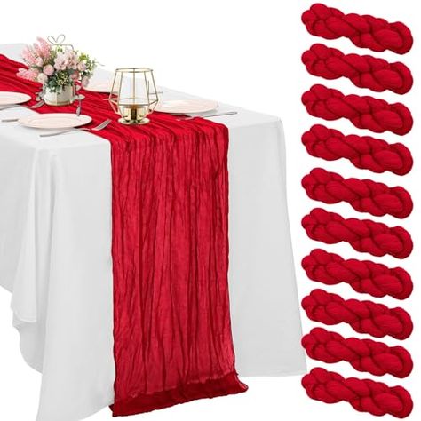 Red White Party Decorations, Red And Pink Wedding Table Decor, Red And Gold Christmas Table Decor, Red And Pink Table Decor, Long Table Christmas Decorations, Red Wedding Theme Table Decor, Red Party Decorations Elegant, Christmas Wedding Reception Tables, Red And White Table Decorations