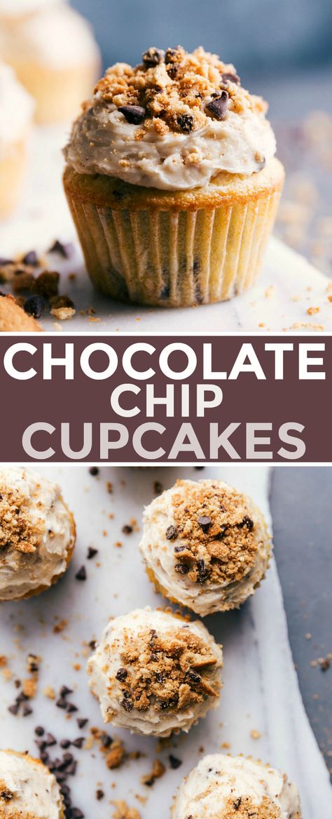 Chocolate Chip Cupcakes Recipe, Cream Cheese Buttercream Frosting, Chocolate Chip Cupcakes, Mix Chocolate, Cream Cheese Buttercream, Cupcake Flavors, Choco Chips, Chocolate Cake Mixes, Cookie Crumbs