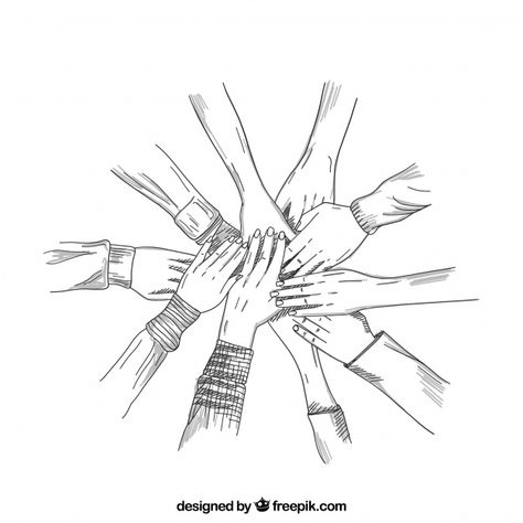 Sketchy hands working together Free Vector | Free Vector #Freepik #vector #freebusiness #freepeople #freehand #freeoffice Holding Hands Sketch, Drawing Of People, Work Profile, Work Pictures, Painting Competition, Panda Art, Hands Together, Drawings Of Friends, Drawing Templates