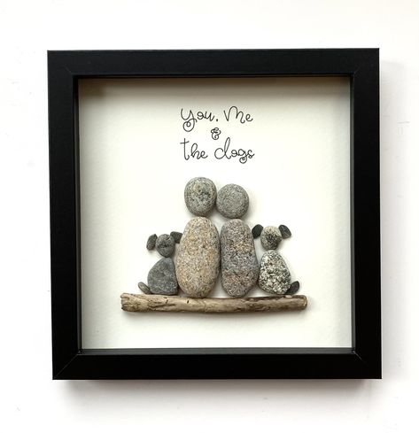 You Me & the Dogs - Etsy UK Beach Rock Art, Thrifty Crafts, Stone Pictures Pebble Art, Garden Rock Art, Decorative Pebbles, Anniversary Gift Diy, Pebble Art Family, Pebble Pictures, Stones Diy