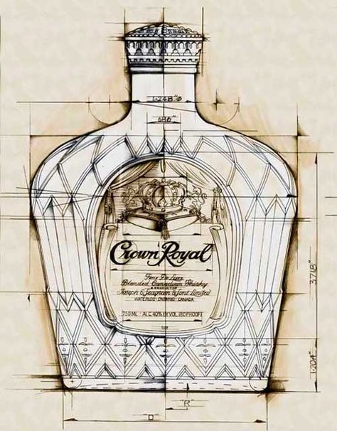 Billboard illustration for Crown Royal Crown Royal Tattoo, Crown Royal Svg File Free, Crown Royal Bottle Art, Crown Royal Cake, Painting Of Whiskey Bottle, Crown Royal Whiskey, Crown Royal Crafts, Crown Royal Bottle, Crown Royal Quilt