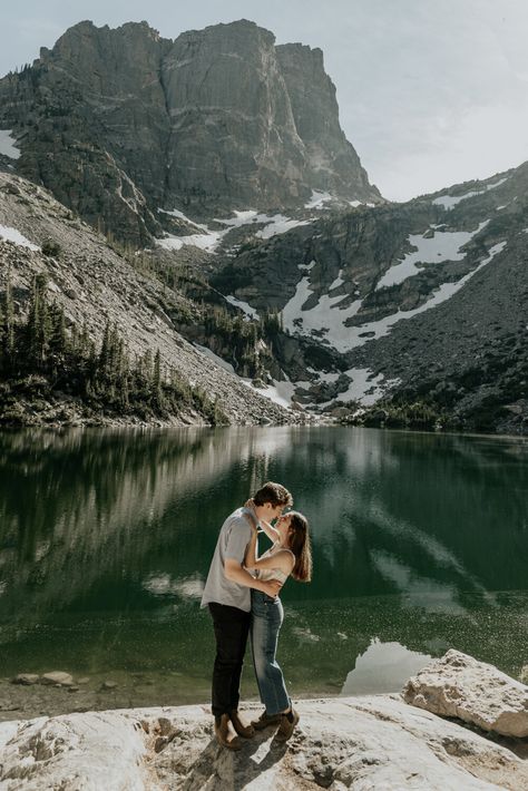 Colorado Mountain Engagement Photos, Mountain Engagement Shoot, Rocky Mountain National Park Engagement, Colorado Lakes, Grand Lake Colorado, Mountain Photoshoot, Lake Engagement Photos, Mountain Couple, Adventure Engagement Photos