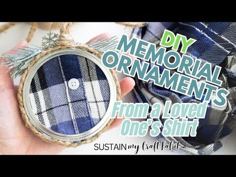 (1665) DIY Memorial Ornaments from Loved Ones' Shirts - YouTube Diy Shirt Ornament Keepsake, Shirt Keepsake Ornament, Christmas Ornaments Made From Loved Ones Clothing, Homemade Memorial Ornaments, Keepsake Ornaments Memories, Gifts Made From Loved Ones Clothing, Ornaments Out Of Loved Ones Clothes, In Memory Christmas Ornaments Diy, Memory Shirt Ornament