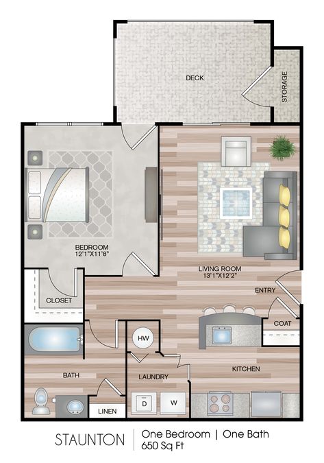 One Bed Apartment Floor Plan, One Floor Apartment Design, Apartment Floor Plans One Bedroom, 1 Bed Apartment Floor Plan, Cute Apartment Layout, 1 Bedroom Floor Plans Layout, 1 Room Apartment Layout, College Apartment Layout, Family Apartment Layout