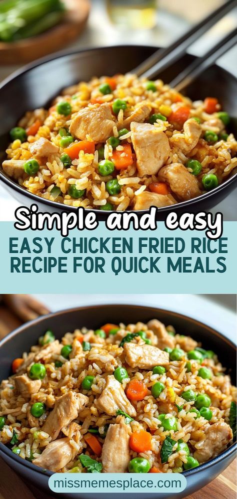 Looking for a speedy dinner solution? This easy chicken fried rice recipe combines tender chicken, colorful vegetables, and aromatic spices for a satisfying meal ready in just 30 minutes. Perfect for using leftover rice, you can customize it with whatever veggies you have on hand. Ideal for busy weeknights or casual gatherings, this dish is not only delicious but also a fantastic way to engage with your family in the kitchen Easy Chicken Fried Rice Recipe, Using Leftover Rice, Family In The Kitchen, Easy Chicken Fried Rice, Chicken Fried Rice Recipe Easy, Use Leftover Chicken, Chicken Fried Rice Easy, Rice With Chicken, Chicken Fried Rice Recipe