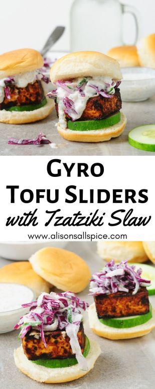 Gyro Vegetarian, Vegetarian Gyro, Tofu Sliders, Vegetarian Sliders, Potato Sliders, Tofu Crispy, Appetizer Vegetarian, Sweet Potato Sliders, Cook Tofu