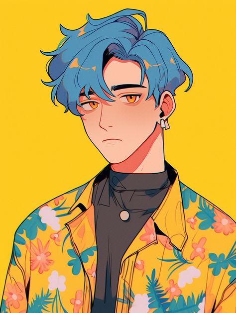 Anime Blue Hair, Drawing Now, Face Drawing Reference, Boy Drawing, Sunset Art, Character Design Male, Anime Oc, Cartoon Art Styles, Face Drawing