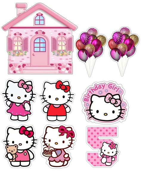 Hello Kitty Topper, Unicorn Topper, Topper Name, Hello Kitty Printables, Hello Kitty Pink, Craft Printing, Cat Theme, Glossy Photo Paper, 5th Birthday