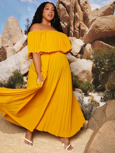 SHEIN FIT Plus | Fashion SHEIN FIT Plus | SHEIN USA Plus Size Yellow Dress, Bloom Outfits, Yellow Plus Size Dresses, Yellow Formal Dress, Shein Fits, Mustard Yellow Dresses, Yellow Party, Brunch Dress, Bridesmaid Dress Ideas