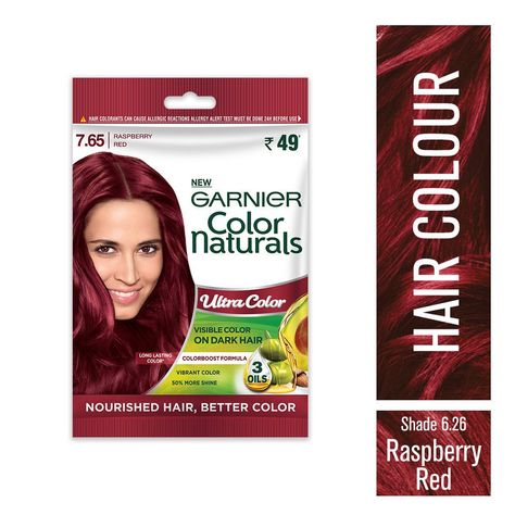 Shades Of Red Hair Ideas Garnier Color Naturals Creme Riche Sachet Shade 7 65 Raspberry Red 2021. #differentshadesofredhaircolor #differentshadesofredhaircolorchart #lorealshadesofredhaircolor Garnier Red Hair Color Shades, Raspberry Red Hair Color, Garnier Red Hair Color, Garnier Color Natural, Raspberry Red Hair, Red Hair Ideas, Red Hair Color Shades, Garnier Hair Color, Cherry Hair Colors