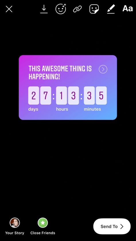 new instagram update - instagram stories countdown timer Birthday Countdown Aesthetic, Bday Countdown Ideas Instagram, Happy Birthday Countdown Instagram, Birthday Count Down Story Instagram Ideas, Instagram Countdown Names For Birthday, Birthday Countdowns For Instagram, Bestie Birthday Countdown, Cute Birthday Countdown Ideas Instagram, Birthday Timer Template Instagram