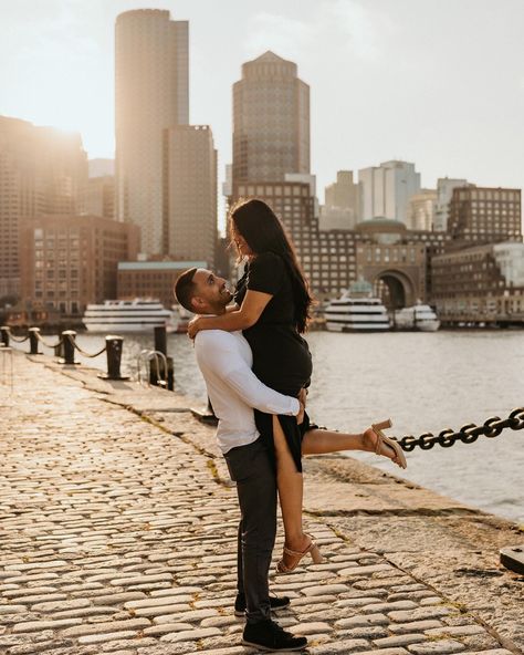 Engagement proposal session at Farn Pier Park in Boston at sunset. Engagement pictures, engagement locations in Boston, neutral outfits, black midi dress, Seaport District, couples poses Seaport Boston Engagement Photos, Boston Seaport Engagement Photos, Boston Couples Photoshoot, Engagement Photos Pier, Georgetown Photoshoot, Boston Photoshoot, Boston Sunset, Sunset Engagement Pictures, Engagement Proposal Photos