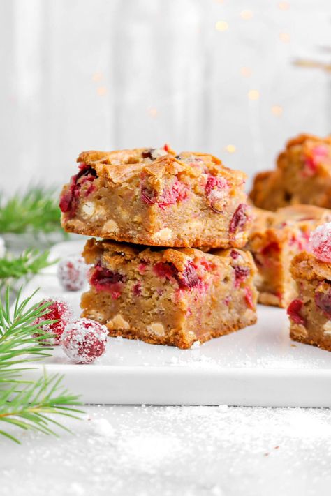 Cranberry Orange Bars, Homemade Fig Newtons, Orange Sweet Rolls, Cranberry Orange Cookies, Chocolate Blondies, White Chocolate Blondies, Bakers Table, Cranberry Pistachio, Blondie Brownies