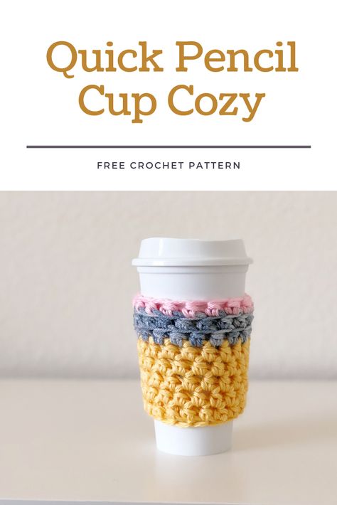 Cup Sleeve Pattern, Pencil Crochet, Crochet Teacher, Crochet Teacher Gifts, Coffee Cozy Pattern, Cup Cozy Crochet Pattern, Mug Cover, Cup Cozy Pattern, Cozy Diy