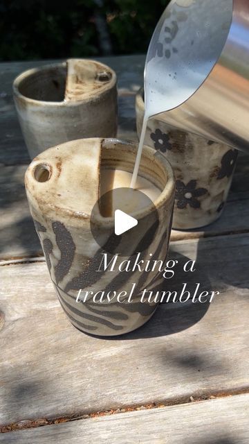 Ruth on Instagram: "🤍make a travel tumbler/to-go cup with me! side note, how amazing is this dark clay?  • #potterytips #pottery #ceramics #ceramicart #potteryprocess #potterystudio #wheelthrowing" Ceramic Coffee Tumbler, Billie Eilish Blue, How To Make Ceramic, Sculpting Ideas, Clay Cup, Pottery Videos, Kids Pottery, Clay Crafts Air Dry, Diy Ceramic