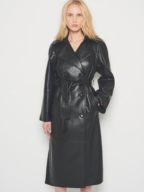 Leather trench coat woman