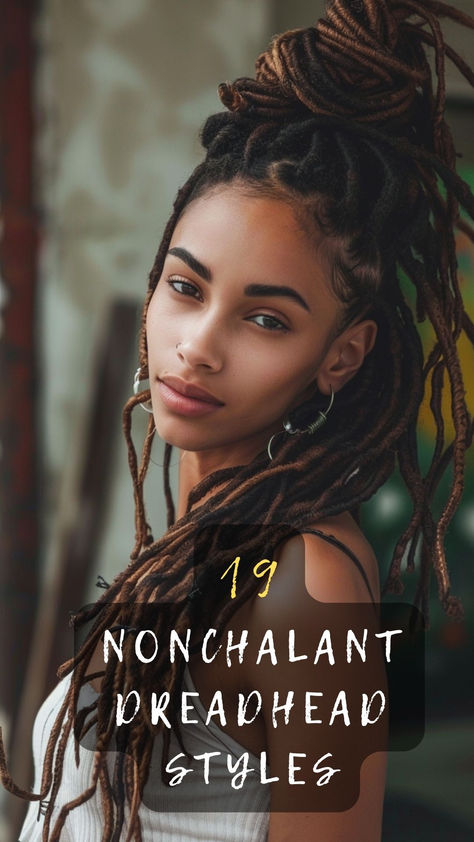 Looking to redefine your dreadhead look? Click for 19 nonchalant and effortlessly cool dreadhead styles. 🌟💆‍♂️✨ #Dreadhead #HairStyle #NonchalantLooks #CoolDreads #StyleInspiration Rough Locs Hairstyles, Synthetic Dreads Styles, Older Woman Dreadlocks, Dreadhead Styles, Loose Dreads, Nonchalant Dreadhead, Female Dreads Hairstyles, Loc Hairstyles For Black Women, One Dreadlock