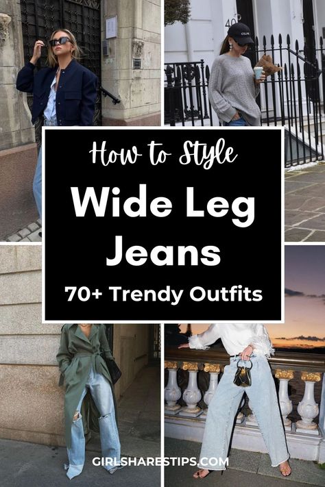 Style Black Wide Leg Jeans, Shoes With Wide Leg Jeans, Big Jeans Outfit, What To Wear With Wide Leg Jeans, Flare Leg Jeans Outfit, Wide Leg Jeans Outfit Ideas, Wide Leg Jeans Outfit Summer, Wide Leg Jean Outfits, Black Jeans Outfit Fall