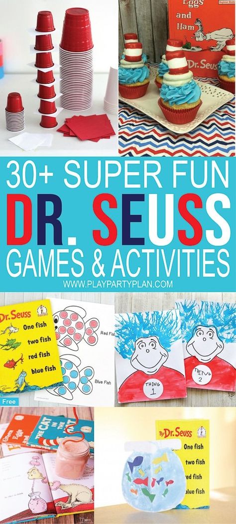 Dr Suess Games And Activities, Dr Seuss Day Ideas, Dr Seuss Birthday Party Games, Dr Seuss Games For Kids, Dr Seuss Party Games, Dr Seuss Snack Ideas, Dr Seuss Day Activities, Dr Seuss Games, Dr Seuss Game