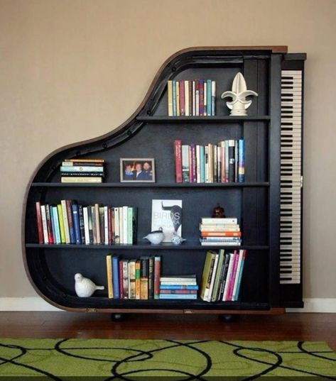 Creative Bookshelves, Cool Bookshelves, Classical Furniture, Unique Furniture Design, Deco Originale, Bookshelves Diy, Music Decor, Home Library, Book Shelf