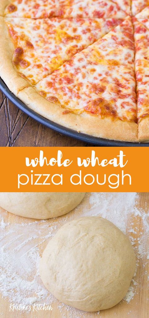 The Best Whole Wheat Pizza Crust! This pizza dough recipe is easy to make, using just a few ingredients. With tips for how to make the best homemade pizza with a crispy and chewy crust! Pizza Dough Recipe Whole Wheat, Homemade Whole Wheat Pizza Dough, Easy Whole Wheat Pizza Dough, Pizza Doigh, Noom Foods, Whole Wheat Pizza Crust Recipe, Quick Easy Pizza Dough, Whole Wheat Pizza Dough Recipe, Healthy Pizza Dough