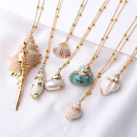 Jewlery Necklace, Art Coquillage, Sea Necklace, Boho Chique, Raw Stone Necklace, Ocean Necklace, Trending Necklaces, Beach Necklaces, Seashell Jewelry