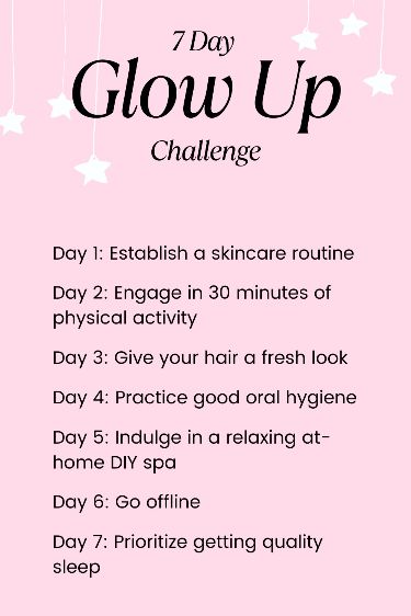 radiant and healthy-looking skin. Glowing Skin Challenge, Skin Challenge, Crystal Clear Skin, Celebrity Skincare, Skincare For Glowing Skin, Dorm Room Checklist, Glow Up Challenge, Diy Spa Day, Room Checklist