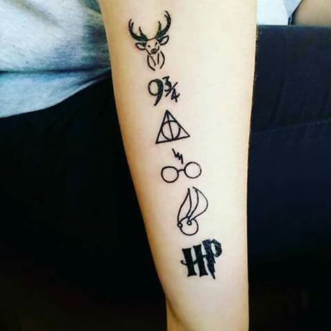 Harry Potter Lines, Avengers Tattoo, Harry Potter Logo, Potter Tattoo, Saved Tattoo, Harry Potter Tattoos, Harry Potter Tattoo, Cute Tattoos For Women, Harry Potter Books