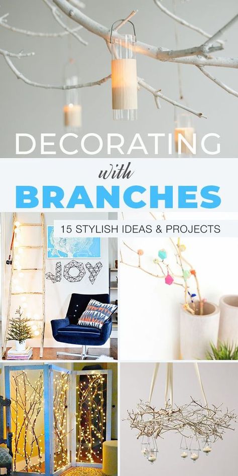 Lighted Branches Decor, Decorating With Branches, Tree Branch Decor Diy, Craft Storage Diy, Household Crafts, Craft Organization Diy, Dollar Diy, Tree Branch Decor, Branches Diy