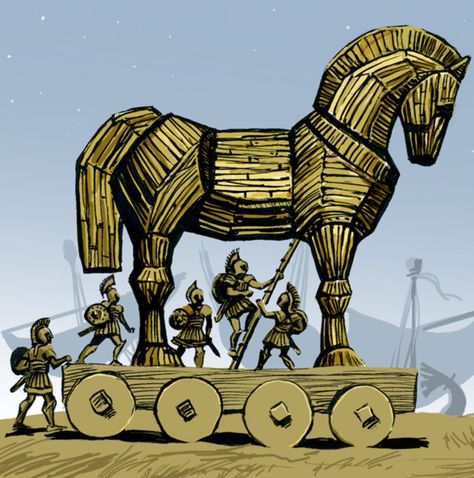 Beware Trojan Horses! Pontius Pilate, Semi Pro, Trojan Horse, Horse Illustration, Wooden Horse, Guardian Angels, A4 Poster, Horse Coloring, Ancient Greece