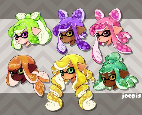 Splatoon 2 Hairstyles, Inkling Hairstyles, Splatoon Hairstyles, Splatoon Inkling, Splatoon Squid, Splatoon 2 Art, Splatoon Comics, Hairstyles Art, Tumblr Hair