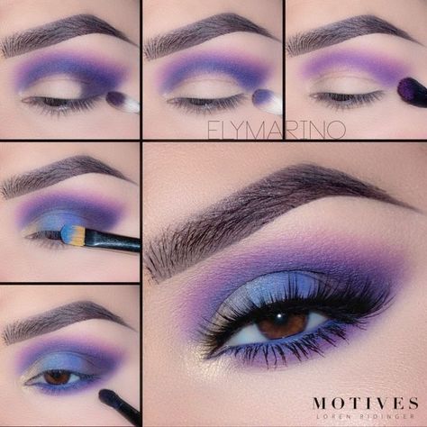 Eye Eyeliner, Makeup Tumblr, Kohl Eyeliner, Purple Eye Makeup, Eye Makeup Styles, Eye Makeup Pictures, Purple Makeup, Mascara Makeup, Eye Makeup Steps