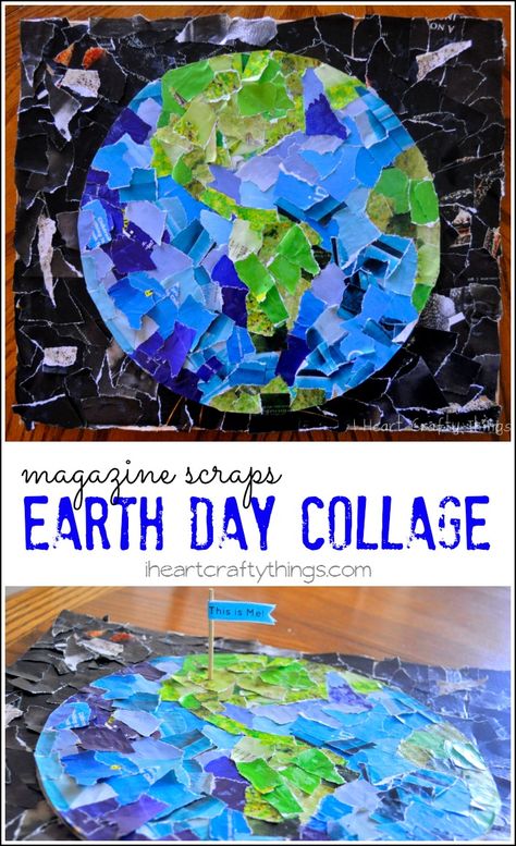 Earth Day Collage Kids Craft for Earth Day from iheartcraftythings.com Earth Day Collage, Earth Week, Earth Day Projects, Earth Day Crafts, Earth Day Activities, Spring Activities, Preschool Art, Elementary Art, Art Classroom