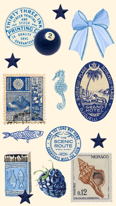 Blue Collage, Desain Buklet, Scrapbook Printing, Iphone Case Stickers, Scrapbook Stickers Printable, Iphone Wallpaper Photos, Phone Wallpaper Patterns, Summer Wallpaper, Picture Collage