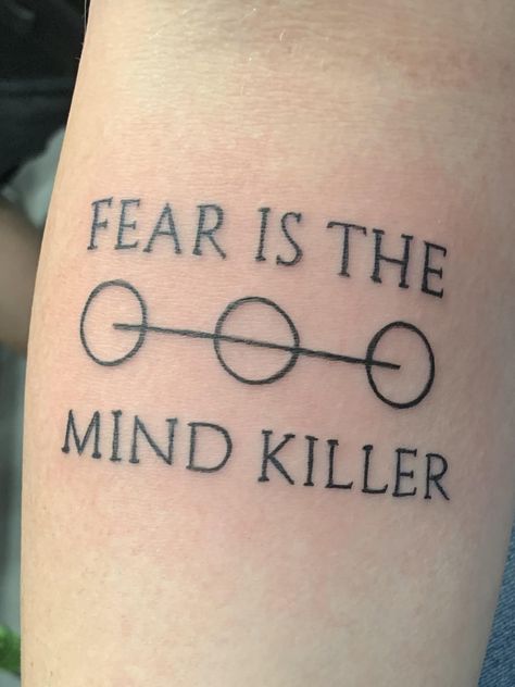 Bene Gesserit Tattoo, Dune Inspired Tattoos, Fear Is The Mind Killer Tattoo, Dystopian Tattoo, Dune Tattoo Ideas, Scifi Tattoo, Constantine Tattoo, Movie Inspired Tattoos, Interstellar Tattoo