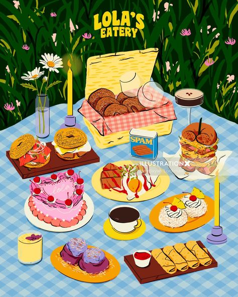 Picnic Table Illustration, Picnic Illustration Drawings, Picnic Graphic, Picnic Drawing, Food Zine, Picnic Poster, Picnic Illustration, Graphic Design 101, Sports Campaign