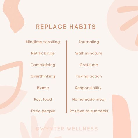 Replace habits. “Naturally our bodies want to keep us safe, so a familiar habit (good or bad) is considered “safe” to our body because it already knows how…” Replace Habits, List Of Bad Habits, Letting Go Of Bad Habits, How To Stop Bad Habits, Replace Bad Habits With Good Ones, Breaking The Habit Of Being Yourself Book, Toxic People, Walking In Nature, Our Body