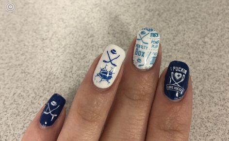 Hockey Mom Nails, Hockey Nails Designs, Hockey Nails, Mom Nails, Hockey Girlfriend, Hockey Girl, Hockey Mom, Girl Mom, Nail Ideas