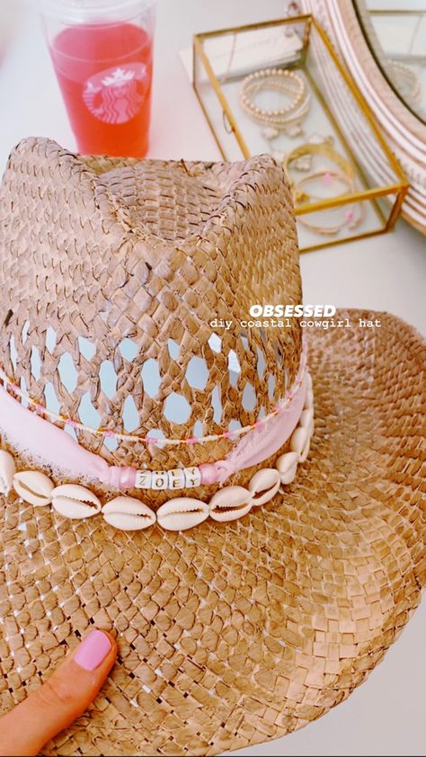 Country Hoco, Coastal Cowgirl Birthday, Camp Crush, Coastal Cowgirl Hat, Bachelorette Straws, Beach Cowboy Hat, Cowgirl Hats Western, Coastal Bachelorette, Hobby Lobby Crafts