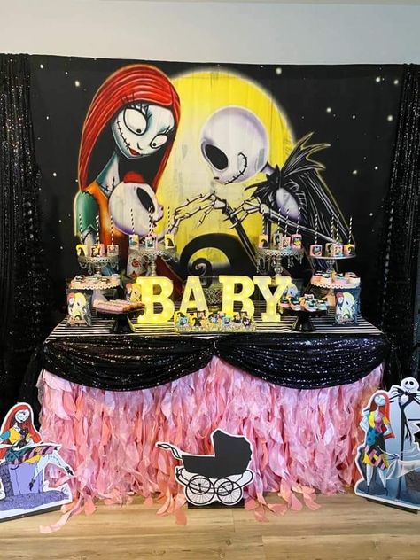 The Nightmare Before Christmas Baby Shower Invitations, Gender Reveal Ideas Nightmare Before Christmas, Nbc Baby Shower Ideas, Chucky Gender Reveal, Horror Gender Reveal, Jack And Sally Baby Shower Ideas, Jack And Sally Gender Reveal, Gender Reveal Nightmare Before Christmas, Nightmare Before Christmas Gender Reveal Ideas