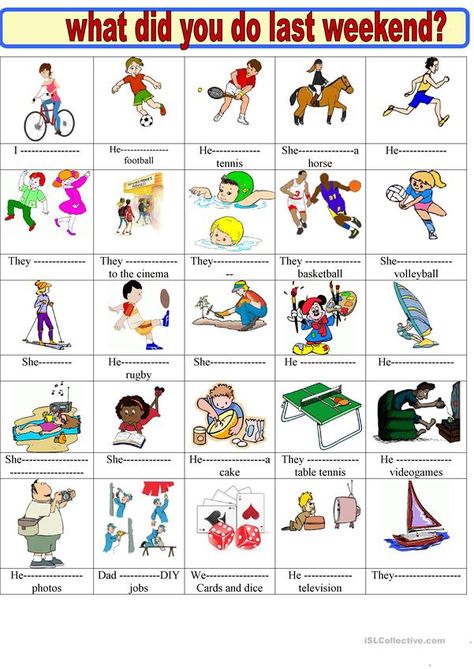 what did you do last weekend? past simple - English ESL Worksheets for distance learning and physical classrooms Weekend Activities For Kids, Past Simple Worksheets, Learn Thai Language, Learn Thai, Simple Past Tense, English Projects, Special Educational Needs, Learning Difficulties, Esl Activities