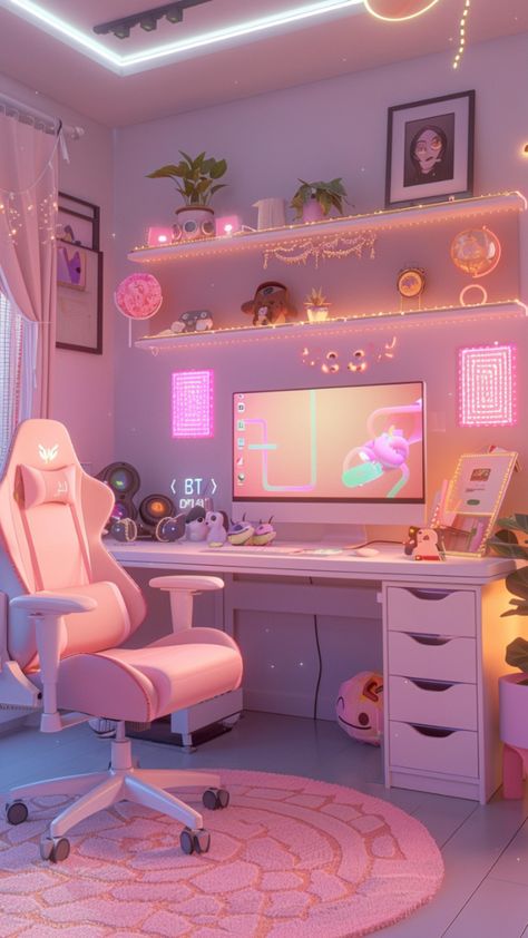 Game Room Ideas, Games Room Inspiration, Mobile Legends Bang Bang, Dream Bedroom Inspiration, Study Desk Decor, Gamer Room Decor, Decor Studio, Gaming Room Setup, Cute Room Ideas